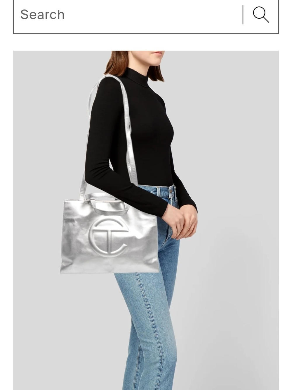 Telfar Silver Metallic shopping bag Large